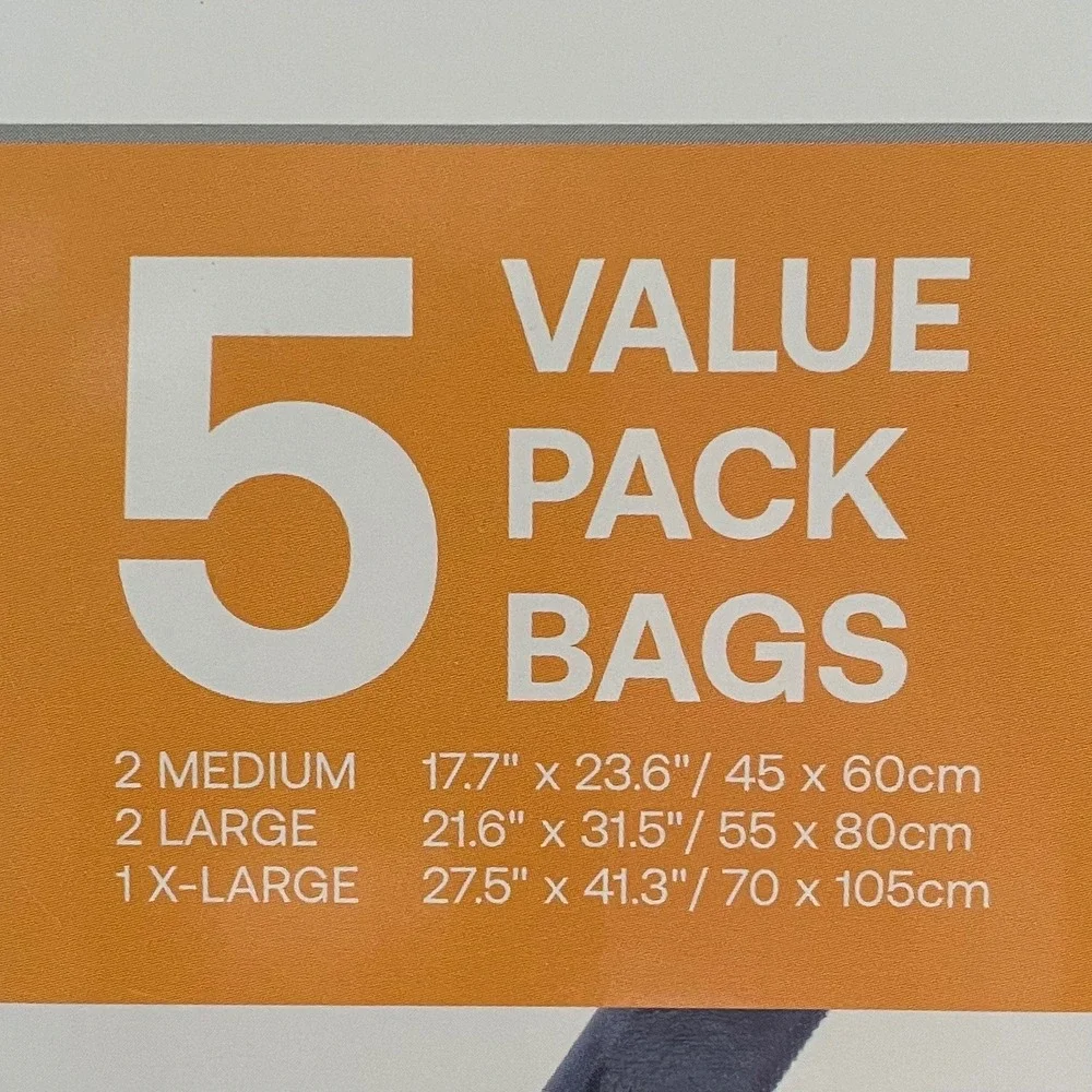 Ezystorage Insta Space Flat‎ Vacuum Storage Bags 5 Pack Assorted Sizes M L XL